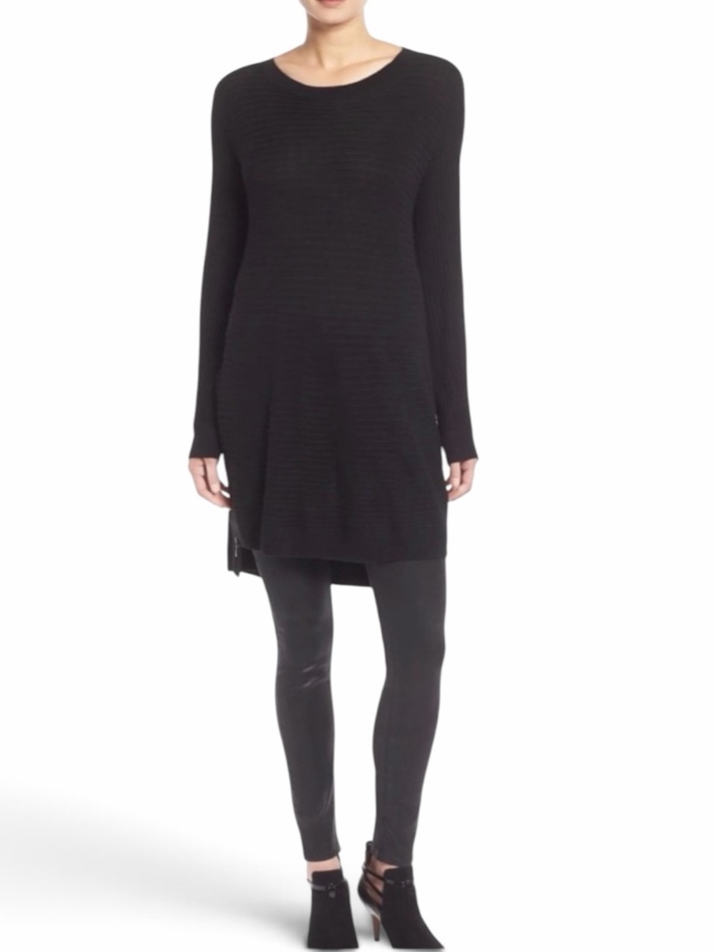 Trouvé Black Side Zip Hint of Cashmere Long Sleeve Knit Sweater Size Small